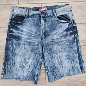 GS-115 Vintage Cut Off Jean‎ Shorts Men's Acid Wash Retro 90s Grunge Flag 38